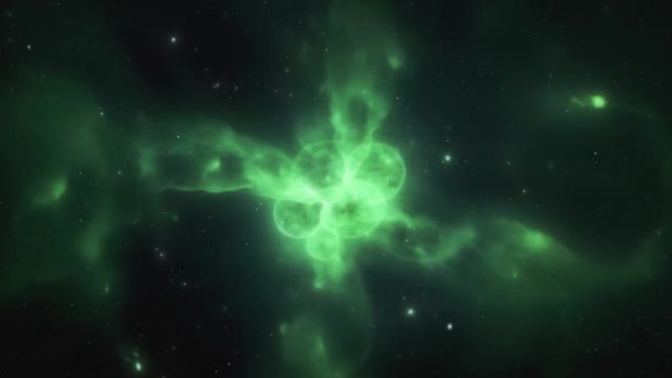 Yeşil Alan Kozmik Galaksi Nebula Şeklinde Yüksek Kalite Görüntü — Stok video