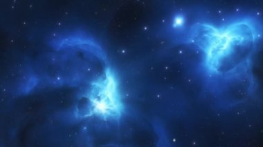 Kozmik arka plan. Mavi Galaksi 'ye uçuş. Yüksek kalite 4k görüntü