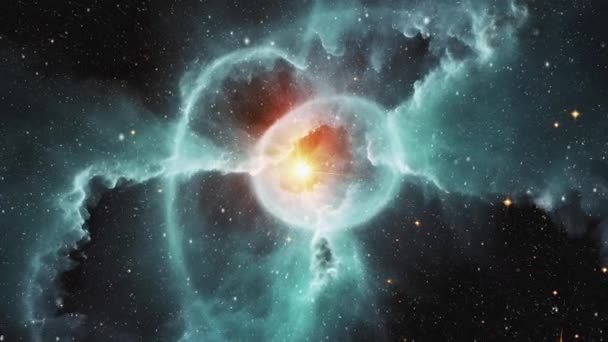 Vuelo Por Espacio Cúmulo Polvo Cósmico Estrellas Imágenes Alta Calidad — Vídeo de stock