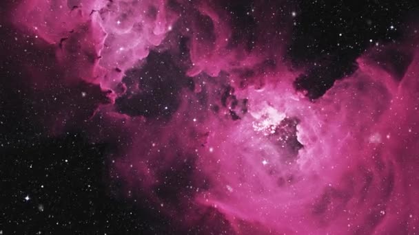 Nebulosa Rosa Vibrante Com Estrelas Dispersas Imagens Alta Qualidade — Vídeo de Stock