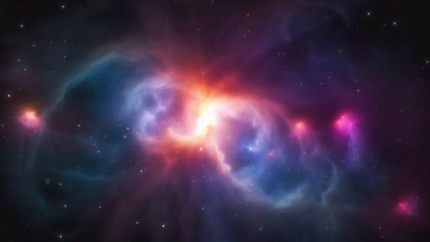 Una Nebulosa Cósmica Gases Polvo Que Brilla Diferentes Colores Imágenes — Vídeos de Stock