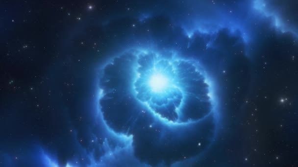 Nebulosa Spirale Blu Vorticare Nello Spazio Profondo Irradiando Bagliore Luminoso — Video Stock