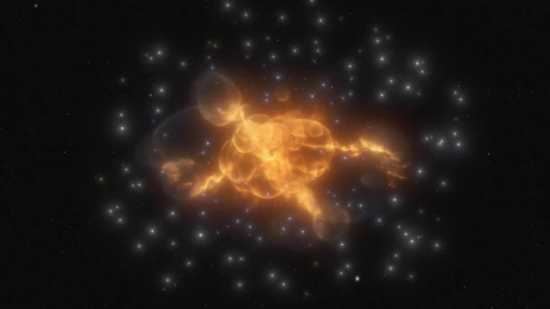 夜間宇宙の中心にある黄金の激しい星雲は 多数の明るい星に囲まれています 高品質の4K映像 — ストック動画
