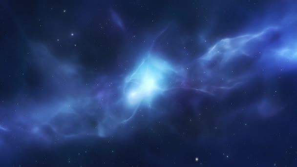 Encantadora Nebulosa Azul Que Brilla Las Profundidades Del Espacio Rodeada — Vídeos de Stock