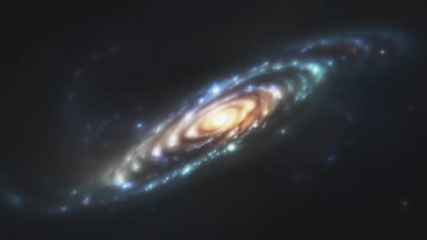 Animering Spiralgalax Med Filmisk Korneffekt Högkvalitativ Film — Stockvideo
