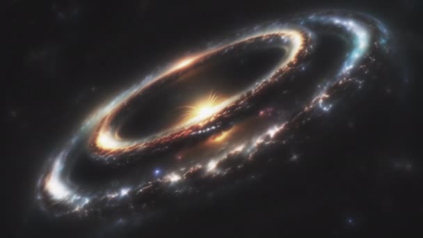 Ringgalax Det Väldiga Kosmos Animering Rymdföremål Med Filmisk Sädeseffekt Högkvalitativ — Stockvideo