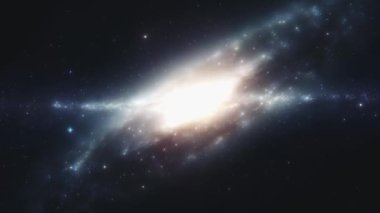 Parlak bir galaksinin merkezine uçmak. Yüksek kalite 4k görüntü