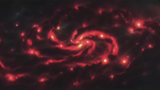 Energía Roja Espacio Arremolinado Galaxia Ominosa Roja Imágenes Alta Calidad — Vídeo de stock