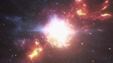 Evrenin merkezi. Parlak mega süpernova. Yüksek kalite 4k görüntü