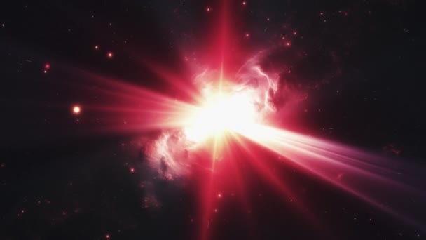 Ένα Φωτεινό Αστέρι Που Εξερράγη Σχηματίζοντας Ένα Κόκκινο Νεφέλωμα Υψηλής — Αρχείο Βίντεο