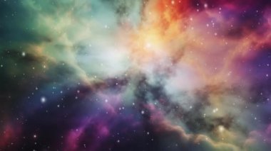 Uzayda dönen çok renkli bir nebula kozmik güzelliğin duvar halısı. Yüksek kalite 4k görüntü