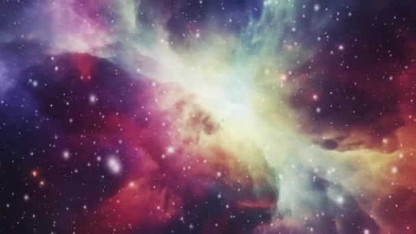 Esplosione Luce Stellare Una Nebulosa Multicolore Esplosione Luce Cosmica Mezzo — Video Stock