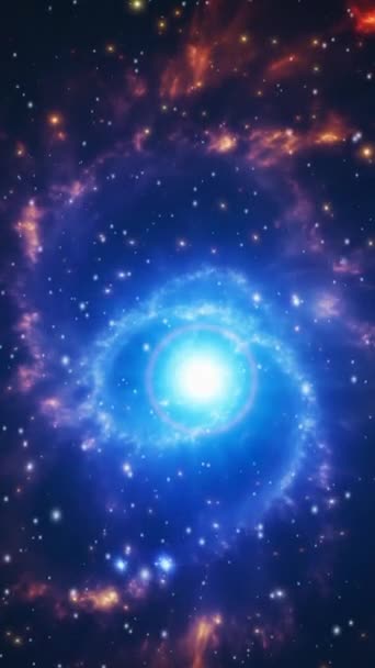 恒星で満たされた銀河の星間塵に囲まれた明るい青い超新星爆発 高品質の映像 — ストック動画