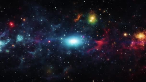 Promienna Gwiazda Oświetla Rozległą Mgławicę Chmury Kosmicznego Gazu Pyłu Zdobią — Wideo stockowe