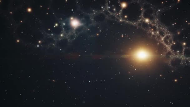 Ogromna Przestrzeń Galaktykami Jasno Świecącymi Gwiazdami Wysokiej Jakości Materiał — Wideo stockowe