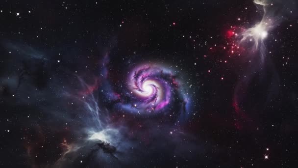 Una Hermosa Galaxia Espiral Con Tinte Rosado Espacio Profundo Imágenes — Vídeos de Stock