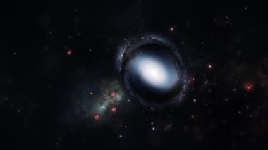 Karanlık uzayda uçan yalnız bir galaksi. Yüksek kalite 4k görüntü