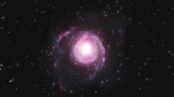 一个涂着紫色色彩的螺旋星系被夜空中闪烁的星星环绕着 — 图库视频影像