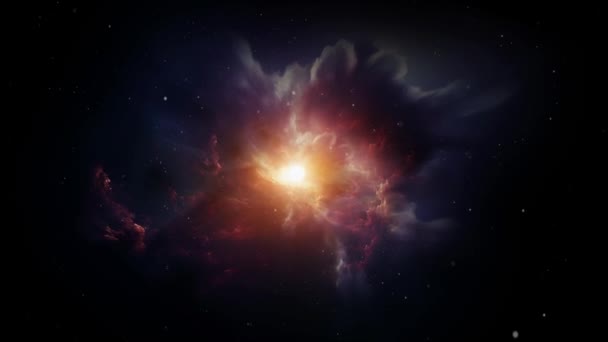 Oggetto Astronomico Abbagliante Simile Una Stella Incandescente Centro Una Galassia — Video Stock