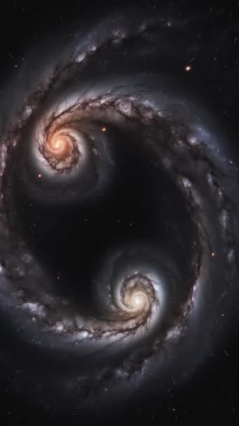 Duas Galáxias Espirais Que Giram Torno Umas Das Outras Imagens — Vídeo de Stock