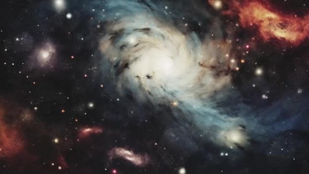 Полет Через Темное Пространство Далекие Красивые Галактики Высококачественные Кадры — стоковое видео