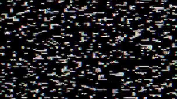 Effetto Glitch Bianco Nero Sotto Forma Piccoli Quadrati Con Spostamento — Video Stock