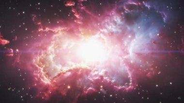 Parlak mavi renkli mor bir nebula. Yüksek kalite 4k görüntü