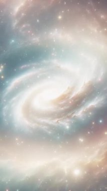 Uzak uzayda kozmik galaksi. Dikey video. Nebula ve kozmik tozdan oluşan güzel bir uzay manzarası. Yüksek kaliteli görüntüler