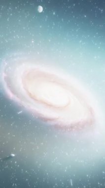 Uzak uzayda kozmik galaksi. Dikey video. Nebula ve kozmik tozdan oluşan güzel bir uzay manzarası. Yüksek kaliteli görüntüler