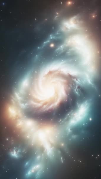 宇宙星系在遥远的空间 垂直录像 星云和宇宙尘埃构成的美丽的太空风景 高质量的镜头 — 图库视频影像