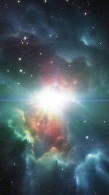 Harika bir galaksisi olan güzel bir uzay arka planı. Dikey video. Yüksek kaliteli FullHD görüntüler