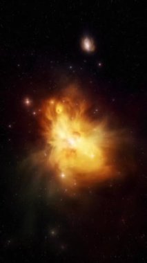 Harika bir galaksisi olan güzel bir uzay arka planı. Dikey video. Yüksek kaliteli FullHD görüntüler