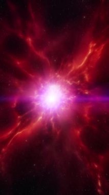 Uzayda kırmızı nebula. Güzel bir galaksi. Yüksek kaliteli FullHD görüntüler