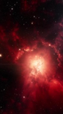 Uzayda kırmızı nebula. Güzel bir galaksi. Yüksek kaliteli FullHD görüntüler