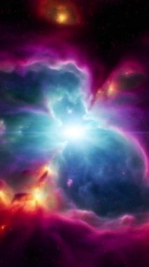 Kozmos ve galaksi. Dikey video. Yüksek kaliteli FullHD görüntüler