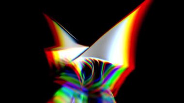 Canlı şekiller ve renkler, karanlık bir arkaplanda birbirine karışır..