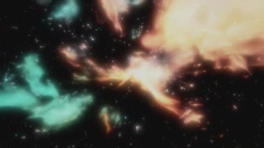 Renkli kozmik bulutların ve yıldızların büyüleyici görüntüsü