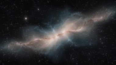 Dönen toz ve renkli nebulalar ile dolu evrende yolculuk.