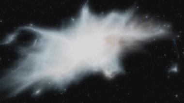Kozmik toz ve uzak galaksilerle dolu canlı bir nebulada yolculuk