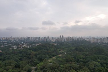 Sao Paulo geniş yeşillik ve bulutlarla çerçevelenmiş ufuk çizgisini sergiliyor.