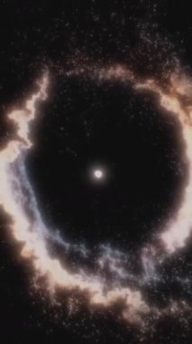 Derin uzayda yıldızlarla dolu renkli bir kozmik nebulada yolculuk.