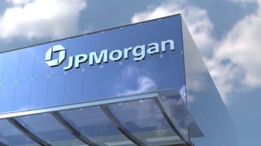 JPMorgan Chase editör 4K şirket markalı şık bir ofis binasının görüntüleri