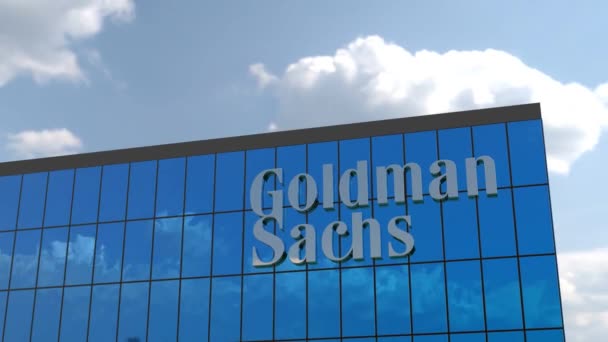Goldman Sachs Enterprise Glass Facade Logo Animation Uitsluitend Redactioneel — Stockvideo