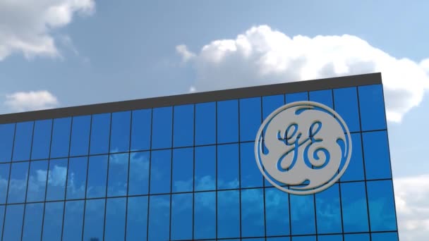 General Electric Corporate Building Logo Reveal Only Editorial — Stock video