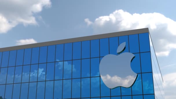 Apple Enterprise 4K編集ガラス建築ロゴ — ストック動画