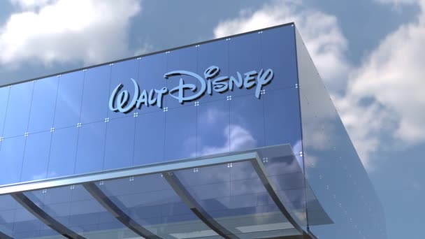 Edificio Corporativo Con Paredes Vidrio Walt Disney Material Editorial — Vídeos de Stock