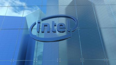 Intel. Add a touch of sophistication to your project with this 4K editorial footage featuring a logo of a glass building. Perfect for business and corporate videos. clipart