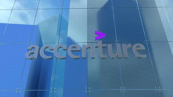 Accenture Representasi Dari Gedung Kantor Kaca Dengan Logo Perusahaan Ideal — Stok Foto