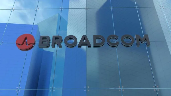 Broadcom Esta Animación Muestra Fachada Cristal Edificio Oficinas Contemporáneo Solo — Foto de Stock