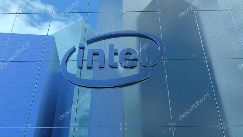 Intel. Add a touch of sophistication to your project with this 4K editorial footage featuring a logo of a glass building. Perfect for business and corporate videos.